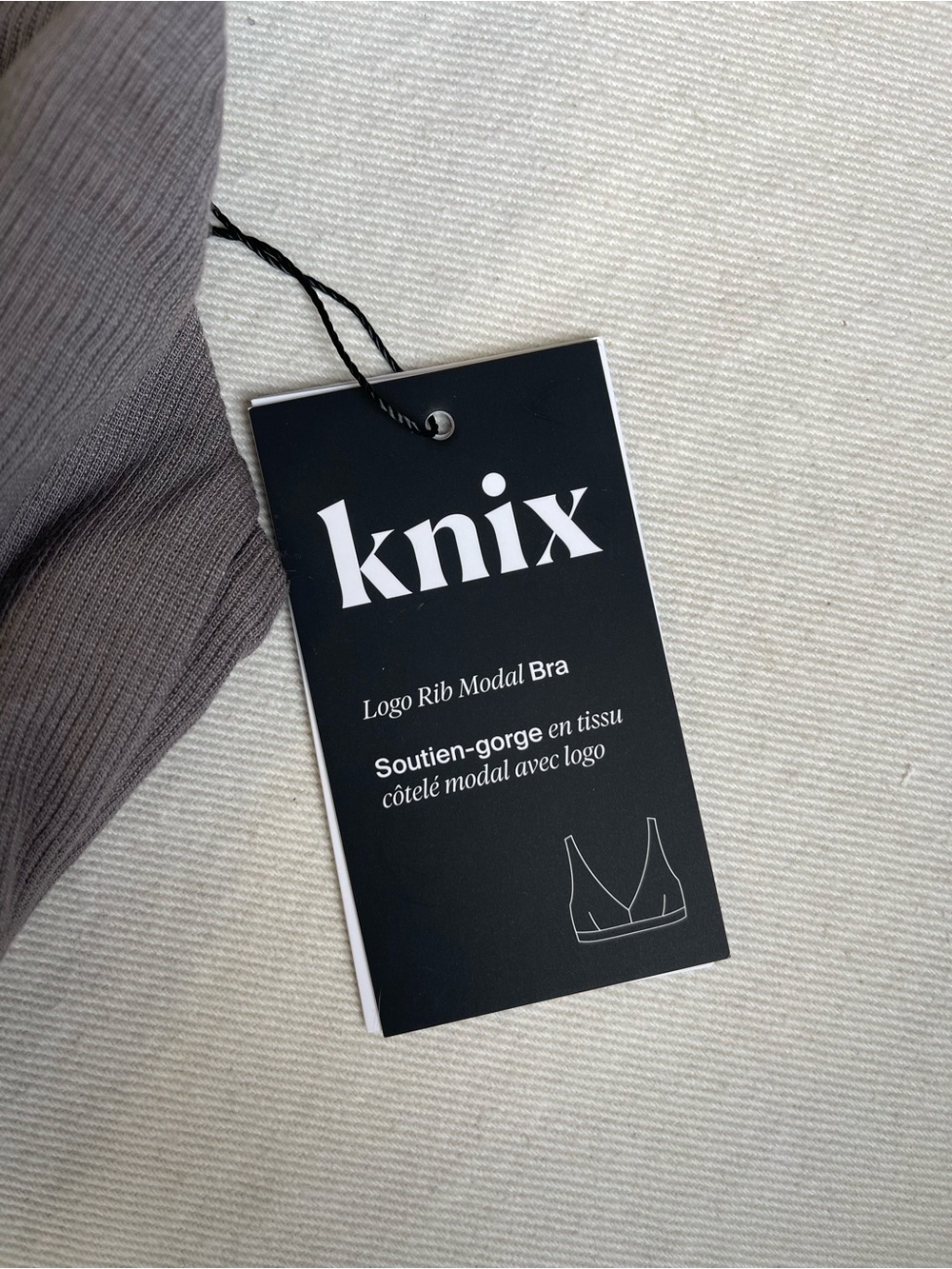 Knix Logo Rib Modal Bra Grey - Picture 6 of 12